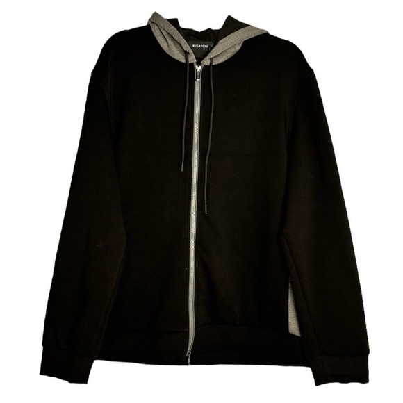 Bugatchi Mens Size XL Black Full‎ Zip Hooded Jacket Hoodie